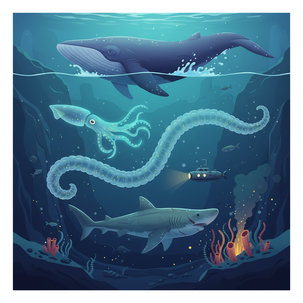 Descubra os gigantes que habitam as profundezas do oceano! 🐳